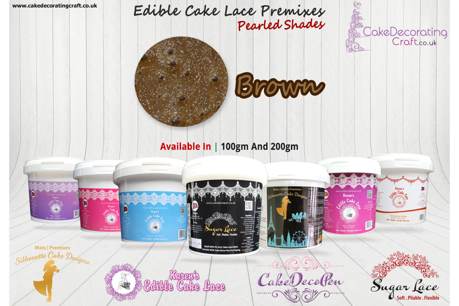 Brown | Edible Cake Lace Premixes | Pearled Shade | 200 Grams